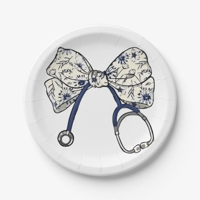 Cute Coquette Bow Coquette Bow Nurse Nursing Paper Plates (Front)