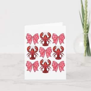 Cute Coquette Bow Crawfish Graphic Y2k Girls Women Card