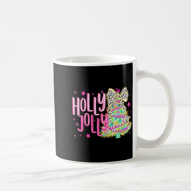 Cute Coquette Bow Girls Christmas Tree Merry Xmas  Coffee Mug (Right)