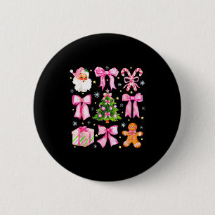 Cute Coquette Bow Nk Christmas Tree Santa Gingerbr Button