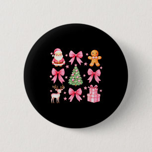 Cute Coquette Bow Nk Christmas Tree Santa Gingerbr Button