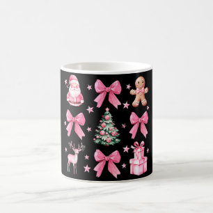 Cute Coquette Bow Pink Christmas Santa Gingerbread Color Morph Mug