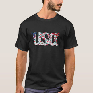 Cute Coquette Bow USA Patriotic American Flag Kids T-Shirt