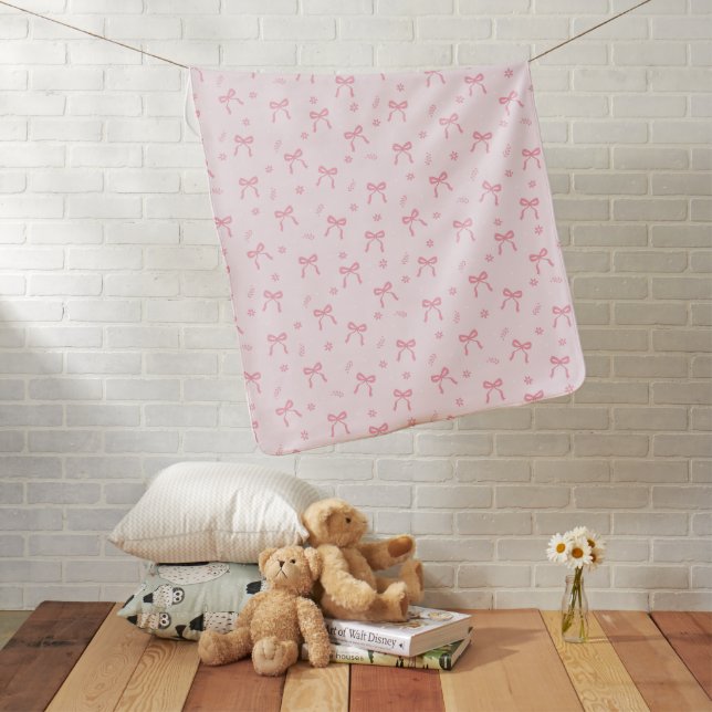 Cute Coquette Bows and Blossoms Baby Blanket (In Situ)
