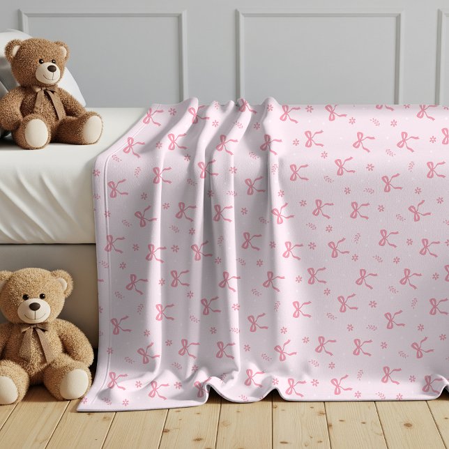 Cute Coquette Bows and Blossoms Fleece Blanket (Creator Uploaded)