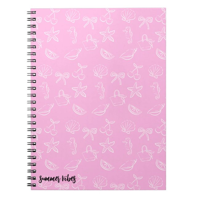 Cute Coquette Bows and Cherries Pattern Notebook (Front)