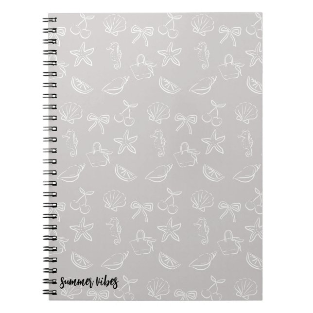 Cute Coquette Bows and Cherries Pattern Notebook (Front)