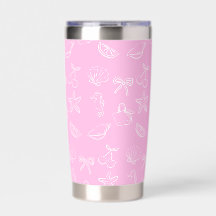 Cute Coquette Bows and Cherries Pattern Travel Tum