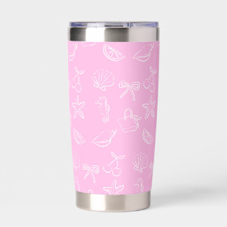 Cute Coquette Bows and Cherries Pattern Travel Tum Insulated Tumbler