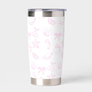 Cute Coquette Bows and Cherries Pattern Travel Tum Insulated Tumbler