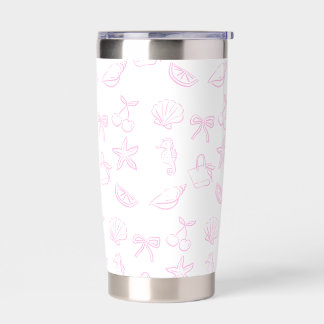 Cute Coquette Bows and Cherries Pattern Travel Tum Insulated Tumbler