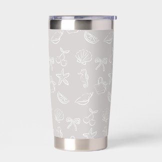 Cute Coquette Bows and Cherries Pattern Travel Tum Insulated Tumbler
