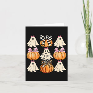 Cute Coquette Bows Ghost Pumpkin Season Halloween Card
