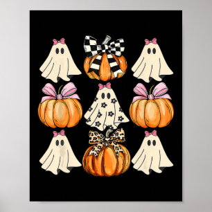 Cute Coquette Bows Ghost Pumpkin Season Halloween Poster