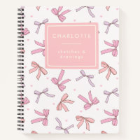 Cute Coquette Bows Pink Personalized Sketchbook