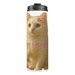 Cute Coquette Cat I'm Just a Girl Aesthetic  Thermal Tumbler