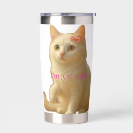Cute Coquette Cat "I'm Just a Girl" Aesthetic Tumb Insulated Tumbler
