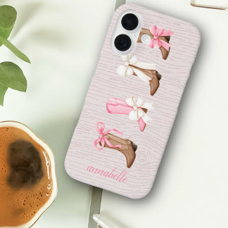 Cute Coquette Cowgirl Boots Personalized iPhone 16 Case