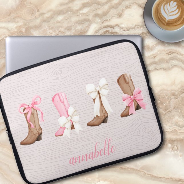Cute Coquette Cowgirl Boots Personalized  Laptop Sleeve (Cute Coquette Cowgirl Boots Personalized Laptop Sleeve)