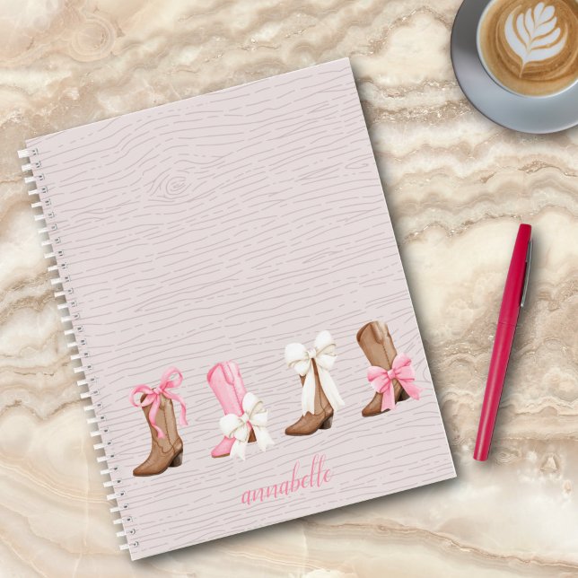 Cute Coquette Cowgirl Boots Personalized  Notebook (Cute Coquette Cowgirl Boots Personalized Notebook)