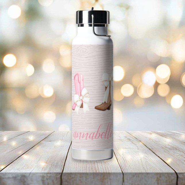 Cute Coquette Cowgirl Boots Personalized  Water Bottle (Cute Coquette Cowgirl Boots Personalized Water Bottle)