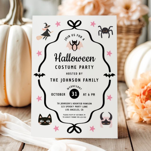 Cute Coquette Halloween Costume Party Invitation (Cute Coquette Halloween Costume Party Invitation)