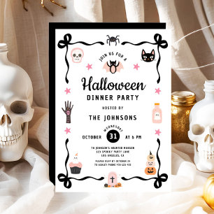 Cute Coquette Halloween Dinner Party Invitation