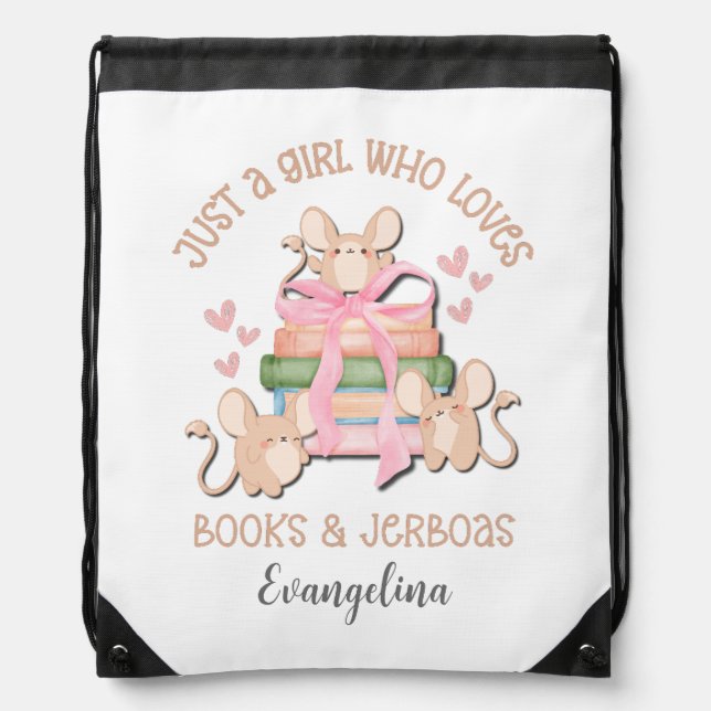 Cute Coquette JUST A GIRL WHO LOVES JERBOAS Drawstring Bag (Front)
