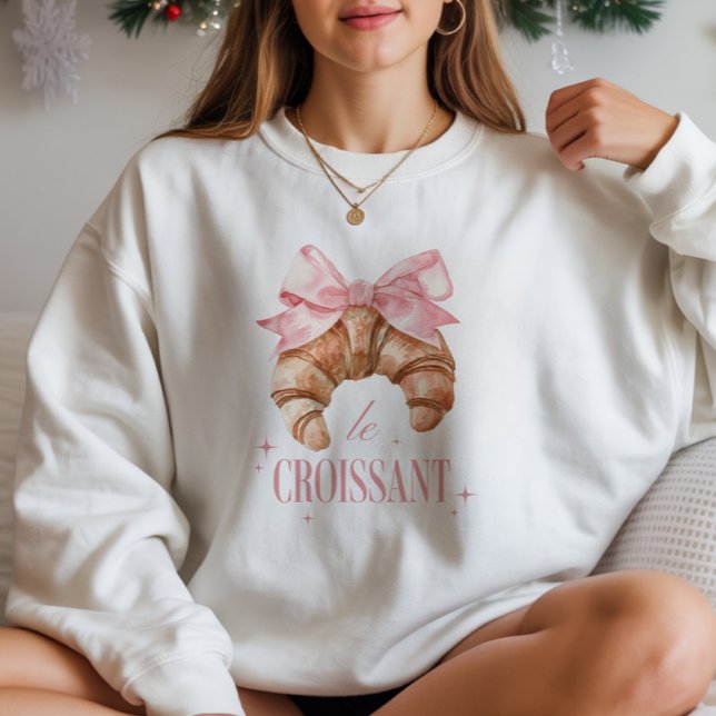 Cute Coquette 'Le Croissant' French Bakery Sweatshirt (Creator Uploaded)