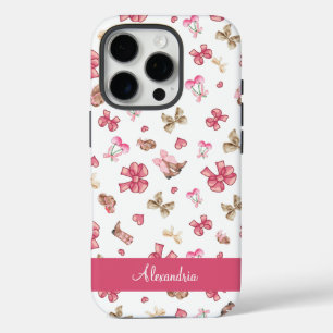 Cute Coquette Pink Bow Cowgirl Personalized iPhone 16 Pro Case