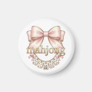 Cute Coquette Pink Bow Mahjong Charm Women's Magnet