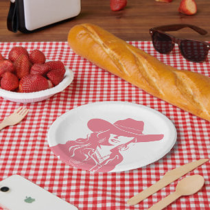 Cute Coquette Pink Cowgirl Western Country Chic Paper Plates