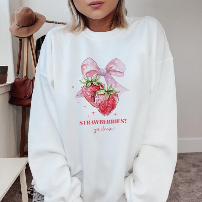 Cute Coquette Pink Strawberry Lover Graphic Sweatshirt (Creator Uploaded)