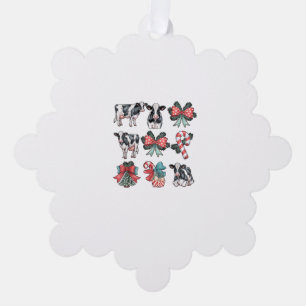 Cute Coquette Red Xmas Santa Claus Cow Lover Chris Ornament Card