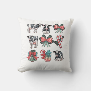 Cute Coquette Red Xmas Santa Claus Cow Lover Chris Throw Pillow