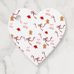 Cute Coquette Ribbon Heart Christmas Favor tags