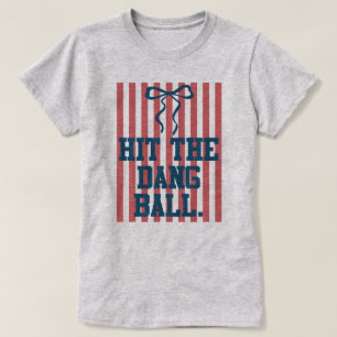 Cute Coquette Softball Flag Funny Shirt With Bow