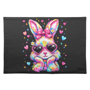 Cute Coquette Tie Dye Rabbit Easter Bunny Cloth Placemat