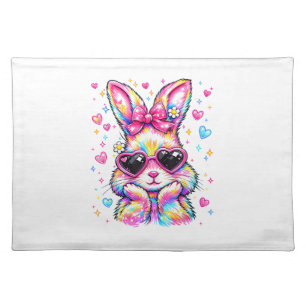 Cute Coquette Tie Dye Rabbit Easter Bunny Women Gi Cloth Placemat