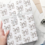 Cute Coquette White Bow Pattern Wrapping Paper<br><div class="desc">Watercolor White Bow Wrapping Paper. Add a touch of charm to your gifts with this cute and simple wrapping paper featuring a white watercolor bow pattern. Its classic and elegant design is perfect for baby showers, bridal showers, or birthdays—whether for a gender-neutral celebration, a grown woman, or just because you...</div>