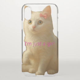 Cute Coquette White Cat "I'm Just a Girl" iPhone XS Case