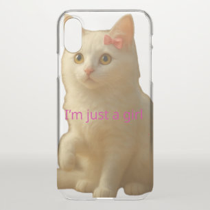Cute Coquette White Cat "I'm Just a Girl" iPhone XS Case