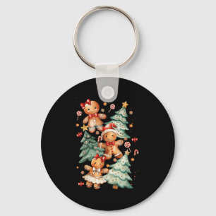Cute Coquette Xmas Gingerbread Man Bow Christmas T Keychain