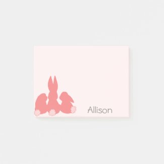 Cute Coral Bunnies | Personalized Post-it® Notes
