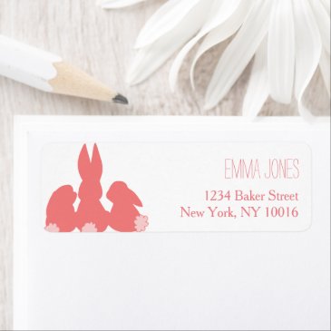 Cute Coral Bunnies Return Address Labels