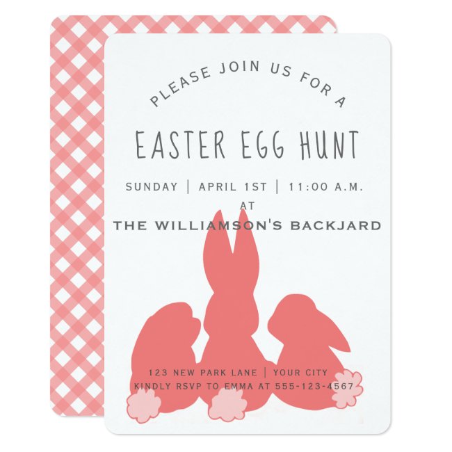 Cute Coral Easter Bunnies | Egg Hunt Invitation