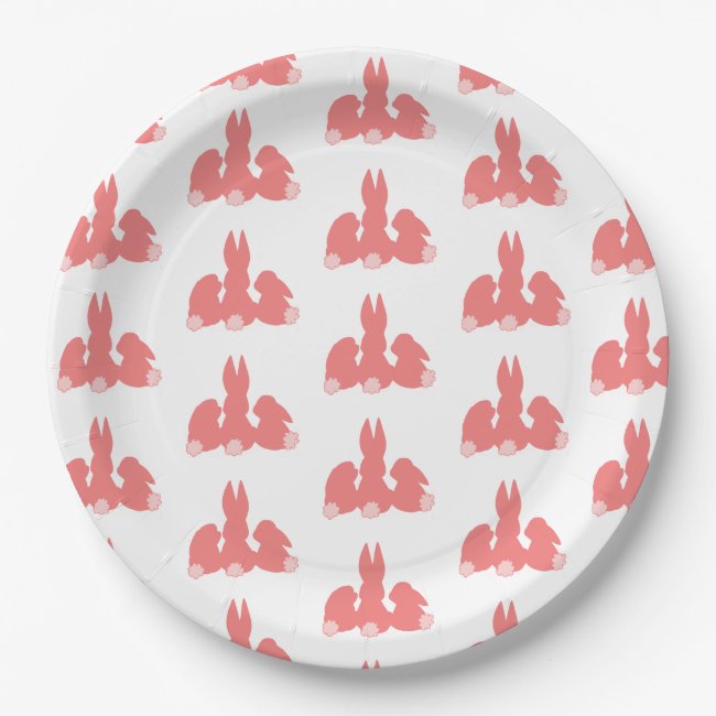 Cute Coral Easter Bunnies Paper Plates