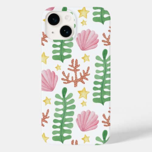 Cute coral leaves seamless pattern Case_Mate iPhone 14 case