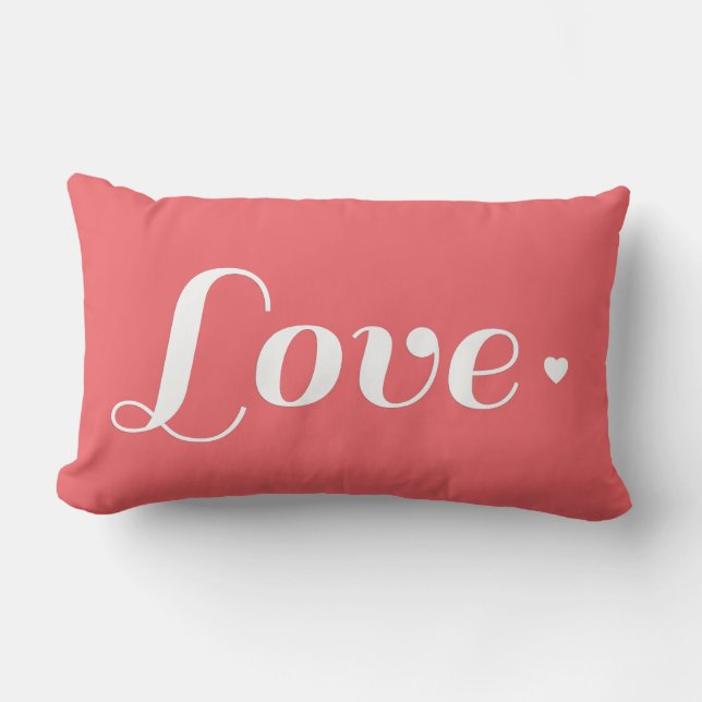 Cute Coral Love Heart Lumbar Pillow (Front)