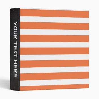 Cute Coral Orange And White Stripes  Striped Binder by Birthday_Party_House at Zazzle